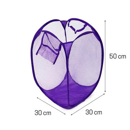 Pojemnik tekstylny z siatki z rączkami do przechowywania zabawek fioletowy M-24-03