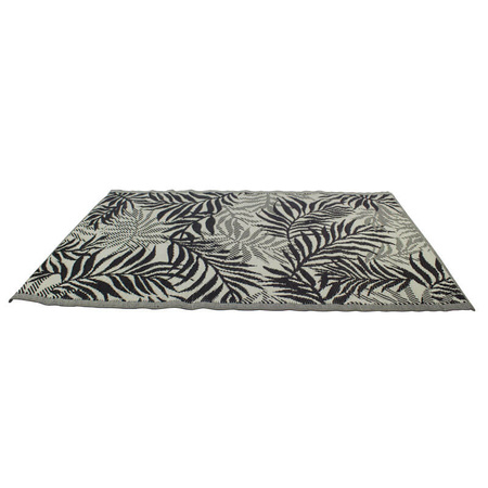 Dywan zewnętrzny na balkon i taras 120x180 cm – czarny z motywem liści, wodoodporny ES-06A