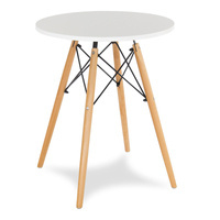 Stół, stolik biały, kawowy, na drewnianych nogach okrągły do salonu jadalni 60 cm x 74 cm S350 SEN