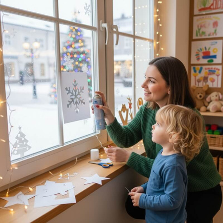 Sztuczny śnieg w sprayu 150 ml – dekoracja świąteczna na okno, choinkę i stroiki