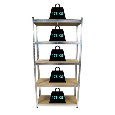 Regał magazynowy metalowy 150×75×30 cm – 5 półek, nośność 875 kg RM-035-1