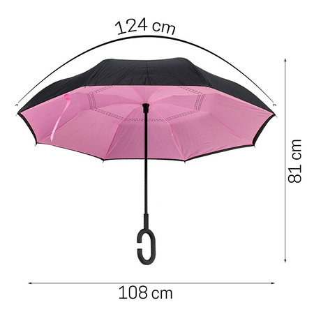 Parasol otwierany odwrotnie, parasolka odwrócona różowy - UC824016P