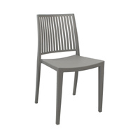 Szare krzesło ogrodowe z polipropylenu – nowoczesne, sztaplowane, do kuchni, jadalni, na taras 190G