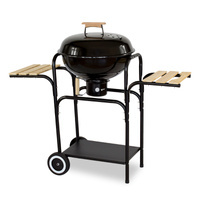 Grill węglowy okrągły z pokrywą i popielnikiem czarny GW0101