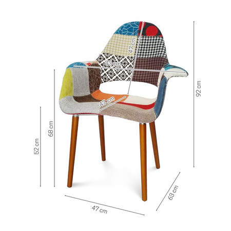 Krzesło tapicerowane na nogach wenge patchwork nowoczesne z podłokietnikami kolorowe 295