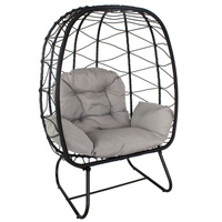 Fotel stojący, kokon ogrodowy z poduszką – czarny kosz, szare siedzisko KS202B