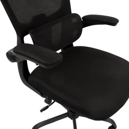 Fotel gamingowy czarny – ergonomiczny, siateczkowy, obrotowy z wysokim oparciem L038B