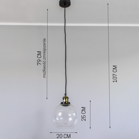 Lampa wisząca sufitowa zwis szklana żyrandol retro transparentna BL021