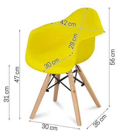 Krzesło dla dzieci krzesełko dziecięce na drewnianych bukowych nogach żółte 211 AB