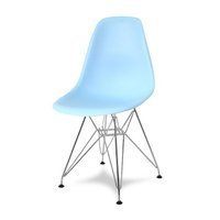Krzesło nowoczesne na metalowych chromowanych nogach stylowe do kuchni niebieskie 212 WF