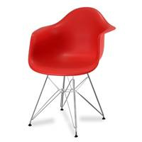 Krzesło nowoczesne stylowe na metalowych chromowanych nogach do salonu restauracji czerwone 211 AB