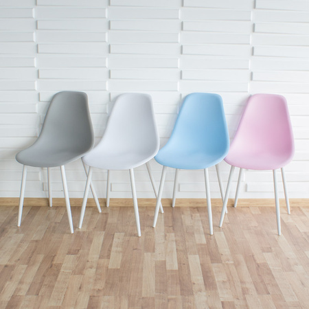 Krzesło skandynawskie nowoczesne na metalowych białych nogach stylowe białe YA-01 / YE-A04