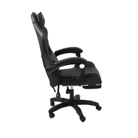 Fotel biurowy HILE LP209B-B – czarny, obrotowy z podnóżkiem, ergonomiczny fotel do pracy i relaksu