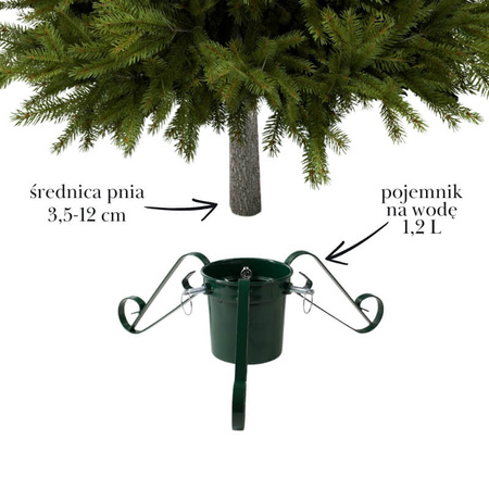 Metalowy stojak na choinkę zielony trójnóg, z pojemnikiem na wodę (do 2,1 m) H6303GR