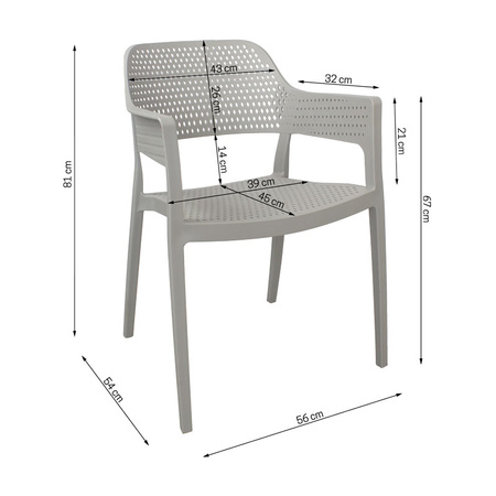 Czarne krzesło ogrodowe HILE 193B – z podłokietnikami, sztaplowane, do ogrodu i restauracji