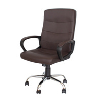 Fotel biurowy krzesło obrotowe, regulowane L211 brązowy ekoskóra