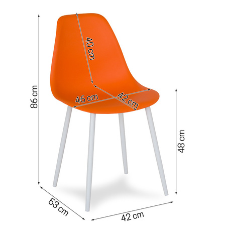Krzesło skandynawskie nowoczesne na metalowych białych nogach stylowe pomarańczowe YA-07 / YE-A04