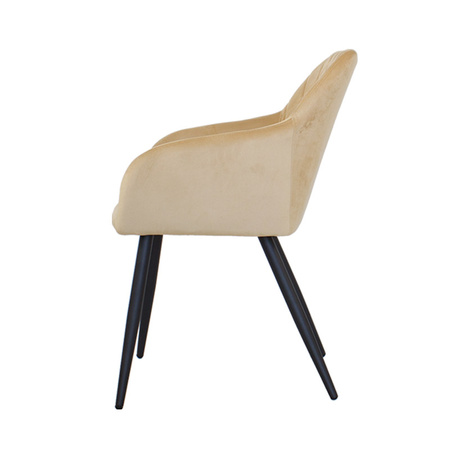 Krzesło tapicerowane welurowe do salonu 089 beżowe, czarne nogi