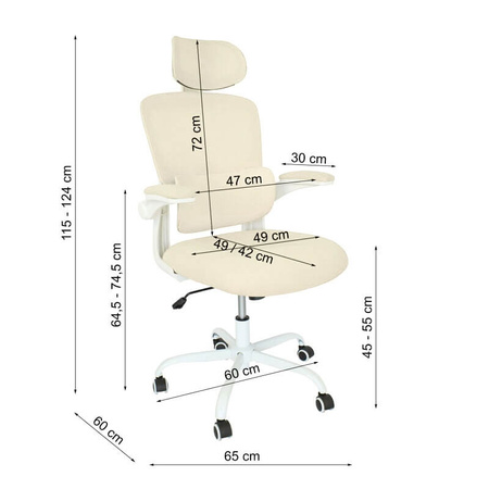 Krzesło obrotowe młodzieżowe do biurka – wygodne i stylowe dla dziewczynki L038 Beżowe