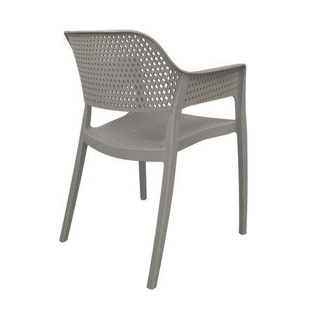 Szare krzesło ogrodowe z podłokietnikami HILE-193G, sztaplowane, do kuchni i restauracji 