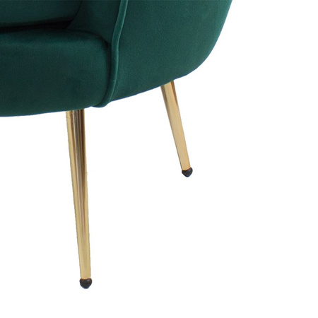 Sofa dwuosobowa welur na złotych nogach muszla S100GR zielona
