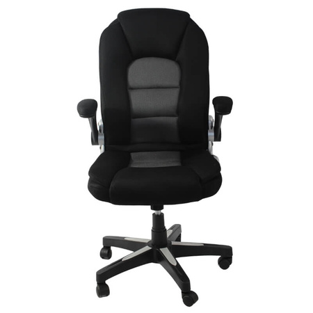 Krzesło biurowe obrotowe HILE L204B-G – ergonomiczne do biurka, czarno-szare siateczkowe z podnoszonymi podłokietnikami