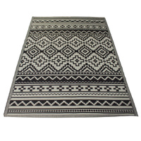 Dywan zewnętrzny na balkon i taras 160x220 cm – wodoodporny czarny w stylu boho ES-03B