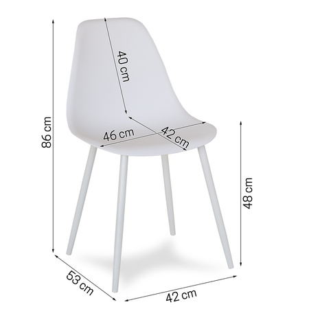 Krzesło skandynawskie nowoczesne na metalowych białych nogach stylowe białe YA-01 / YE-A04