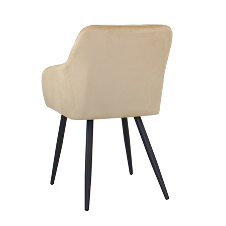 Krzesło tapicerowane welurowe do salonu 089 beżowe, czarne nogi