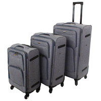 Walizki podróżne na kółkach z kieszeniami i rączką, szare, komplet 3 szt H23080G