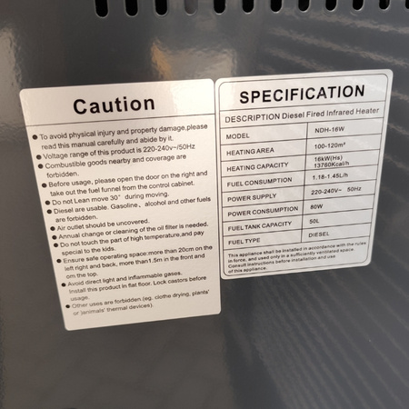 Nagrzewnica olejowa na podczerwień NDH-16KW – promiennik 16 kW