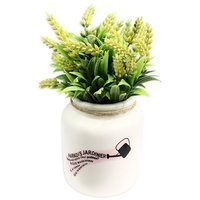 Sztuczna dekoracyjna lawenda żółta w ceramicznej białej doniczce do salonu UC30513-03