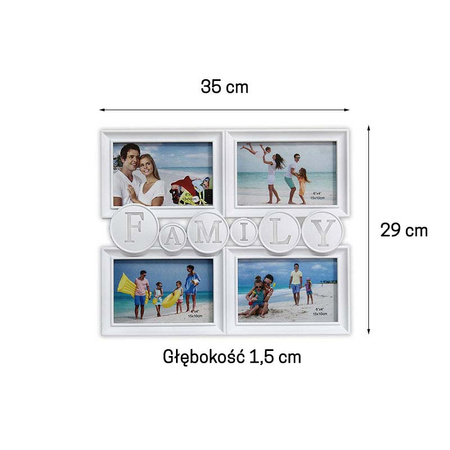 Ramka na zdjęcia 10x15 cm plastikowa ze szklaną szybką biała - UC82325