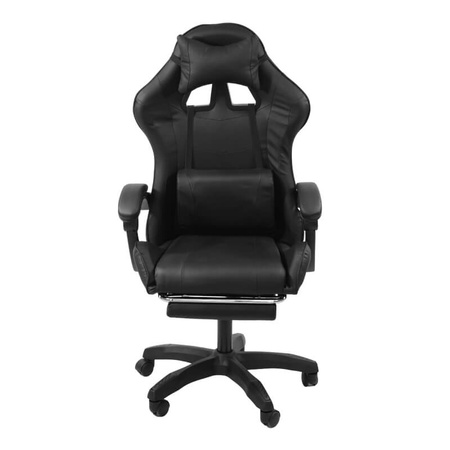 Fotel biurowy HILE LP209B-B – czarny, obrotowy z podnóżkiem, ergonomiczny fotel do pracy i relaksu