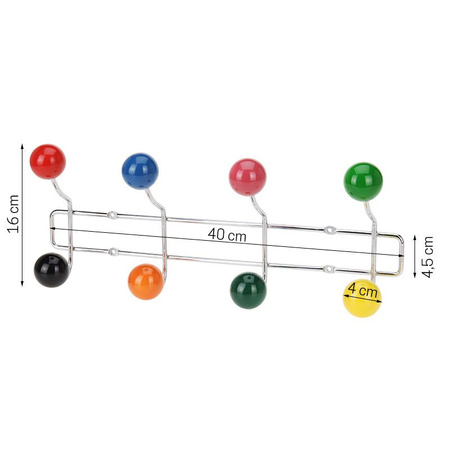 Wieszak ścienny do przedpokoju na ubrania klucze kolorowe kulki KO-159510050