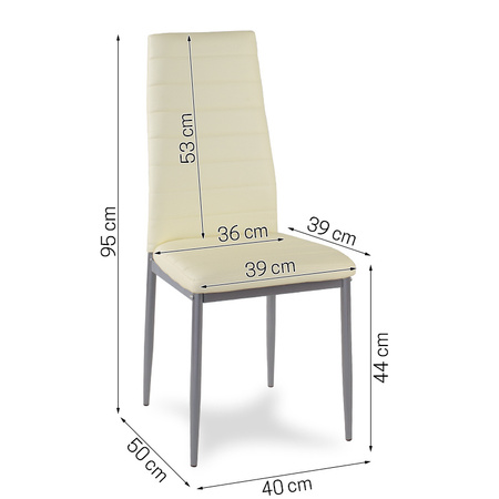 Krzesło nowoczesne ze skóry ekologicznej na metalowych szarych nogach do salonu kuchni kremowe 704B TH CS