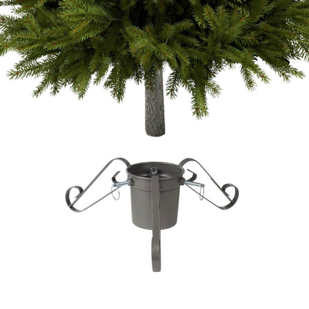 Stojak na choinkę – srebrny metalowy trójnóg z pojemnikiem na wodę, do 2,1 m H6303G