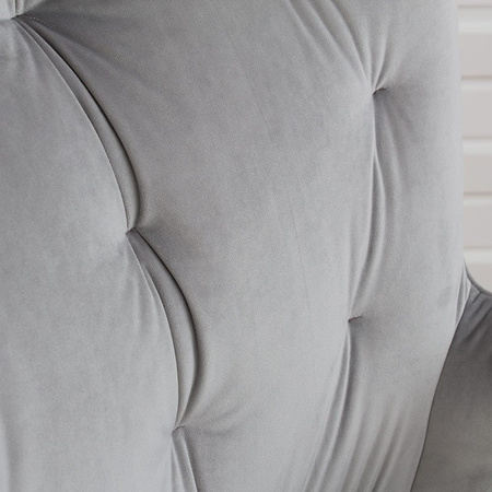 Fotel uszak z weluru na metalowych czarnych  nogach skandynawski do salonu szary F916G