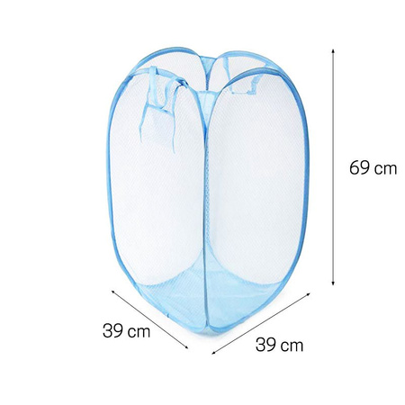 Kosz tekstylny z siatki z rączkami do przechowywania zabawek poliester niebieski M-23-01