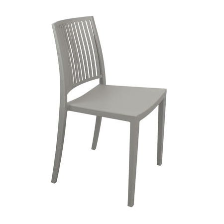 Szare krzesło ogrodowe z polipropylenu – nowoczesne, sztaplowane, do kuchni, jadalni, na taras 190G