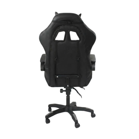 Krzesło do biurka HILE LP209G-B – obrotowy fotel czarno-szary, młodzieżowy z podnóżkiem