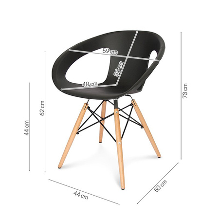 Krzesło nowoczesne na drewnianych bukowych nogach stylowe do salonu kuchni czarne 232