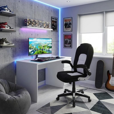 Krzesło obrotowe do biurka L204B-W – siateczkowe, czarno-białe, młodzieżowe