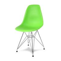 Krzesło nowoczesne na metalowych chromowanych nogach stylowe do kuchni zielone 212 WF