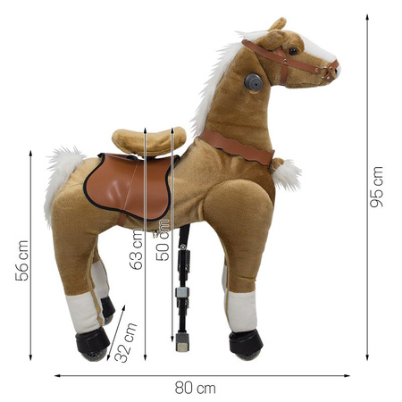 Konik dla dzieci na kółkach mechaniczny Pony Funny Cycle jasno brązowy UC02002-02B