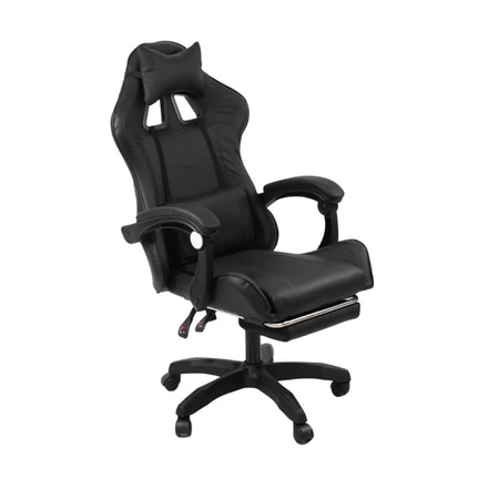 Fotel biurowy HILE LP209B-B – czarny, obrotowy z podnóżkiem, ergonomiczny fotel do pracy i relaksu