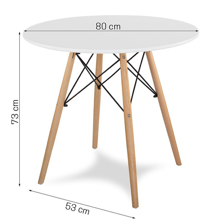 Stolik klasyczny okrągły nowoczesny stylowe średnica 80 cm S301 biały