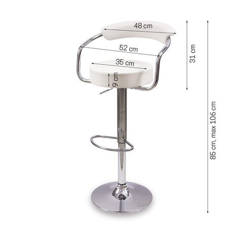 Hoker krzesło barowe obrotowe z regulacją wysokości ekoskóra H750 biały