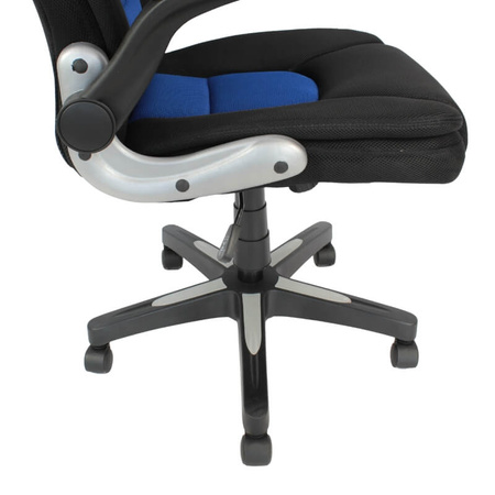 Krzesło do biurka L204B-BL – obrotowe młodzieżowe, czarno-niebieskie, siateczkowe
