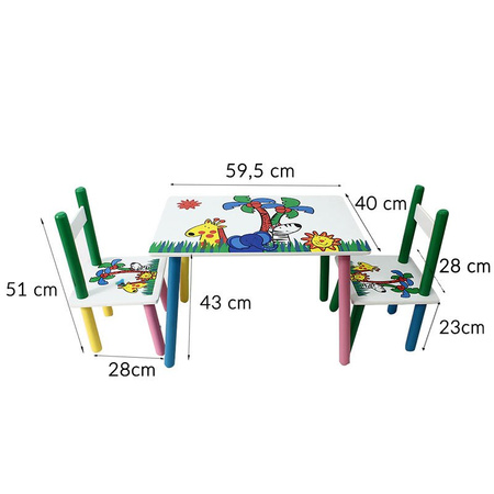 Zestaw dziecięcy dla dziecka stolik i dwa krzesła - No. 93 - zwierzątka UC82308